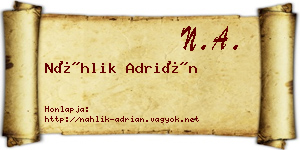 Náhlik Adrián névjegykártya